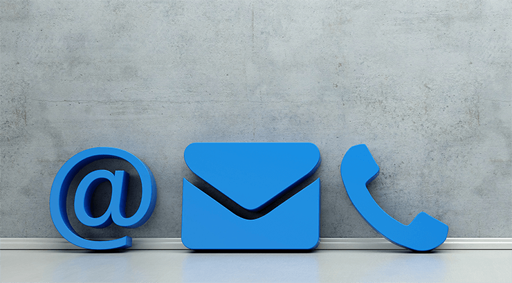 Symbole für Mail, Briefe und Telefon