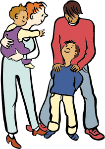 Das Bild zeigt zwei Erwachsene und zwei Kinder.